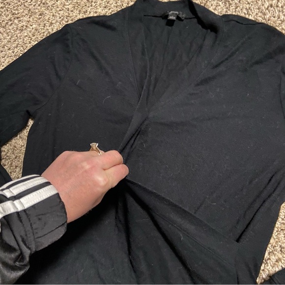 J Crew Faux Wrap Black Lightweight Sweater size M - Picture 4 of 4